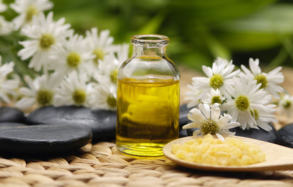 Massage oil, aroma therapy, and flowers